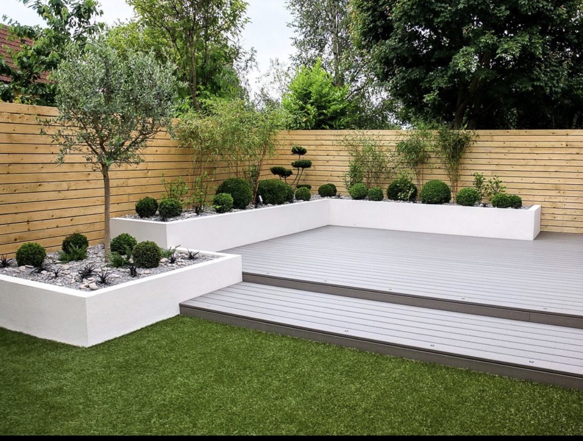 Landscaped flower beds and borders